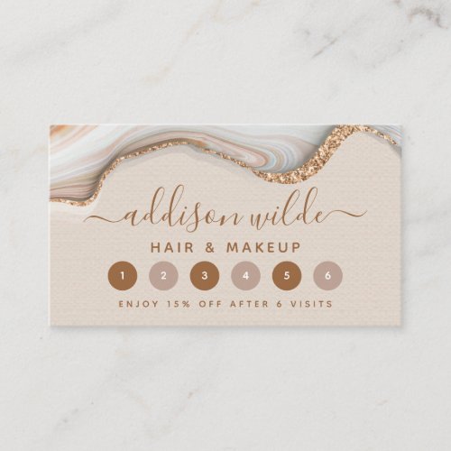 Elegant Gold Glitter Marble Agate Modern Chic Loyalty Card