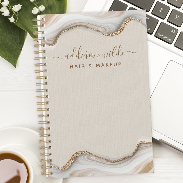 Elegant Gold Glitter Marble Agate Modern Chic Planner (Creator Uploaded)