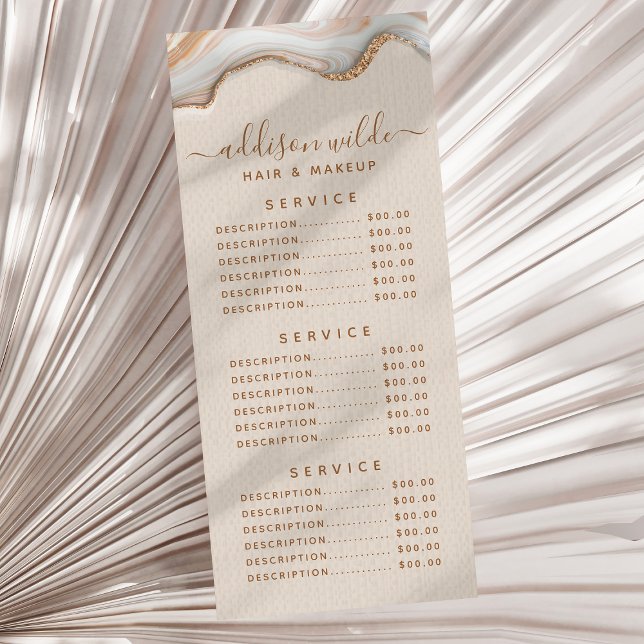 Elegant Gold Glitter Marble Agate Modern Chic Rack Card (Creator Uploaded)