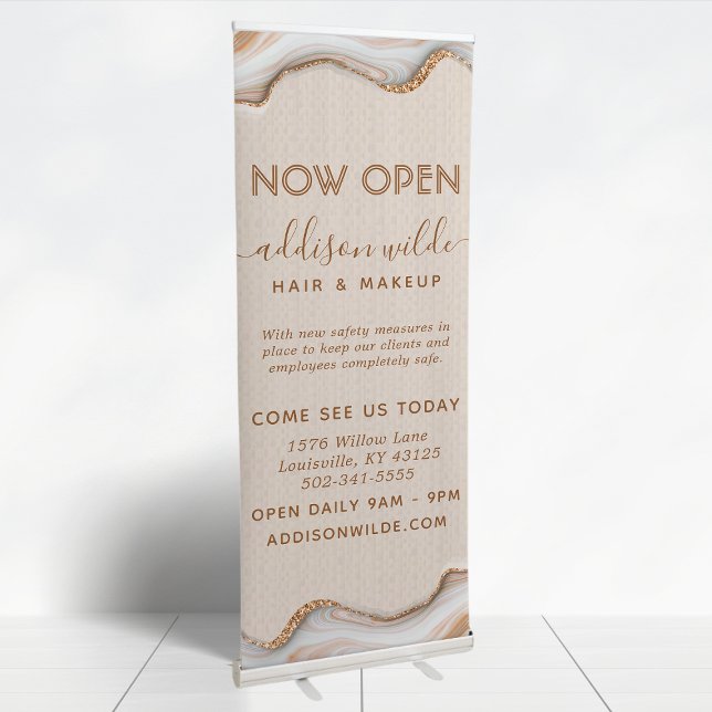 Elegant Gold Glitter Marble Agate Modern Chic Retractable Banner (Creator Uploaded)
