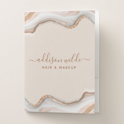 Elegant Gold Glitter Marble Agate Modern Pocket Folder