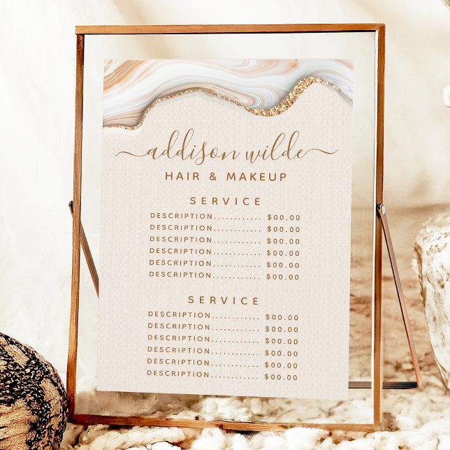 Elegant Gold Glitter Marble Agate Service Price Menu (Creator Uploaded)