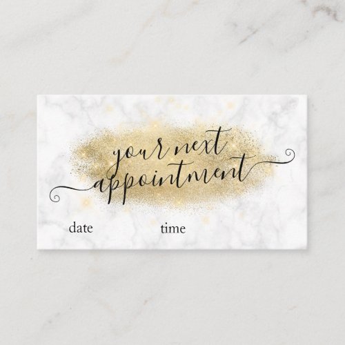 Elegant gold glitter marble makeup artist  appointment card