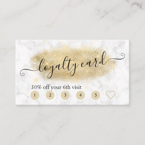 Elegant gold glitter marble makeup artist  loyalty card
