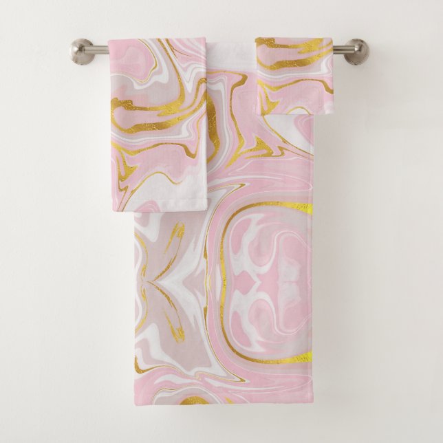 Elegant Gold Glitter Marble   Modern Chic   Bath T Towel Set (Insitu)