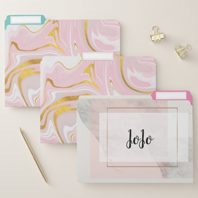 Elegant Gold Glitter Marble   Modern Chic   File F File Folder (Set)