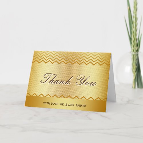 Elegant Gold Glitter Metal Wedding Thank You