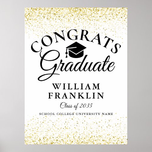 Elegant Gold Glitter Modern Graduation Sign