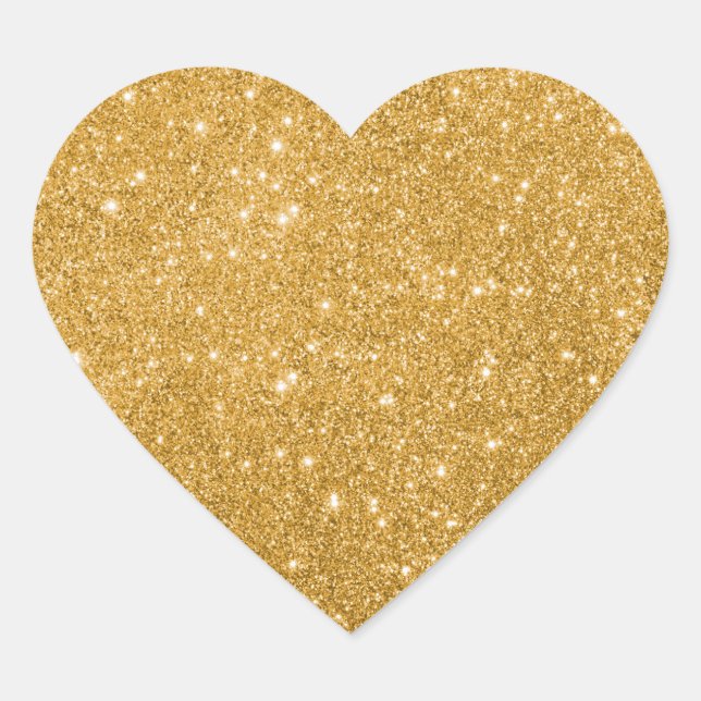Elegant Gold Glitter Modern Luxury Heart Sticker (Front)