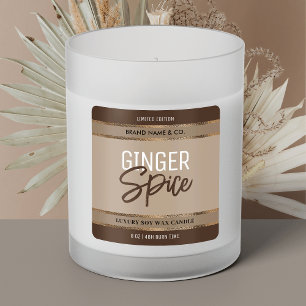 Elegant Gold Glitter Modern Neutral Soy Candle Jar Square Sticker