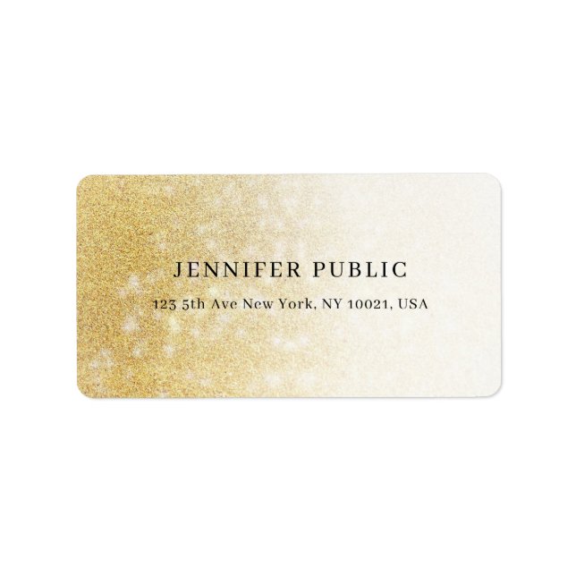 Elegant Gold Glitter Modern Template Trendy Chic Label (Front)
