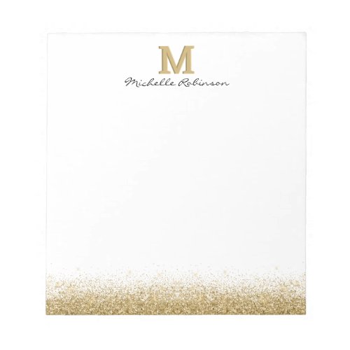 Elegant Gold Glitter Monogram Notepad