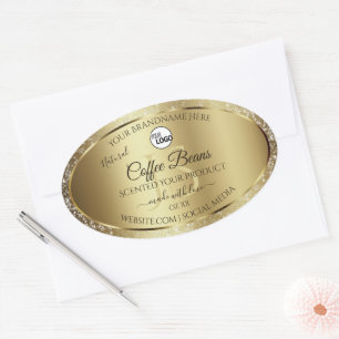 Elegant Gold Glitter Monogram Product Labels Logo