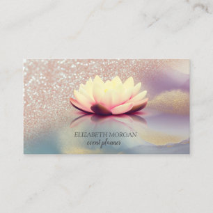 Elegant Gold Glitter Ombre Lotus Holographic Business Card