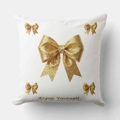 Elegant Gold Glitter Ornament Throw Pillow