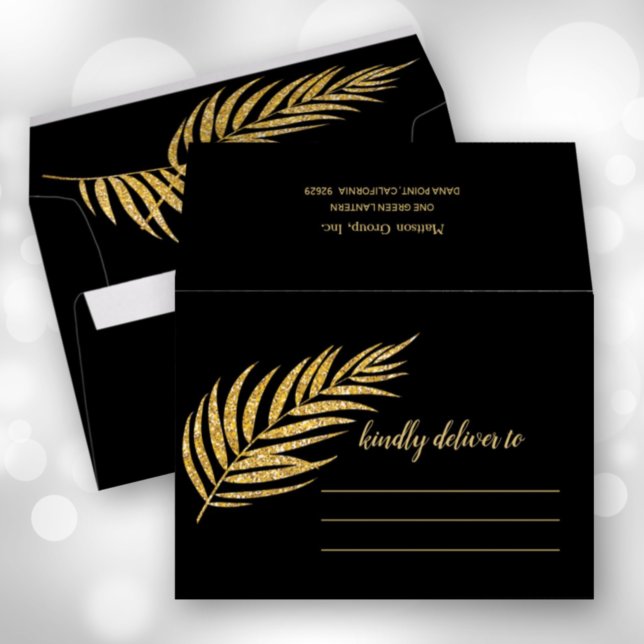 Elegant Gold Glitter Palm Holiday Christmas Envelope (Creator Uploaded)