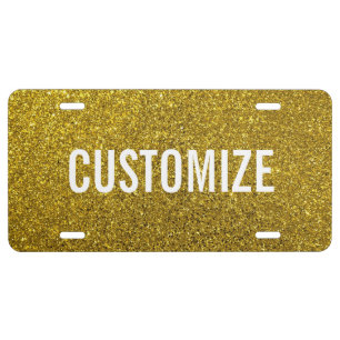 Elegant Gold Glitter Pattern License Plate