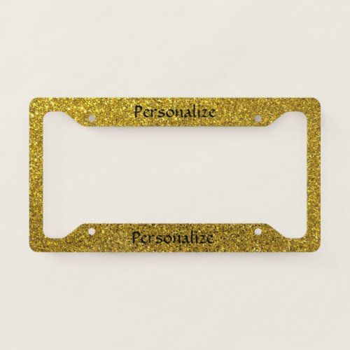 Elegant Gold Glitter Personalize License Plate Frame