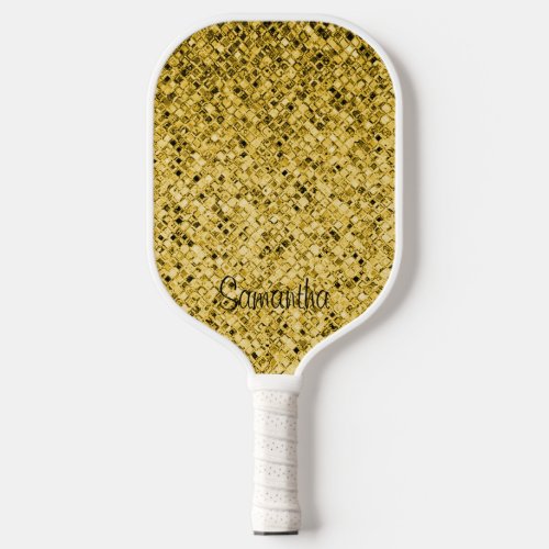 Elegant Gold Glitter Personalized Name Pickleball Paddle