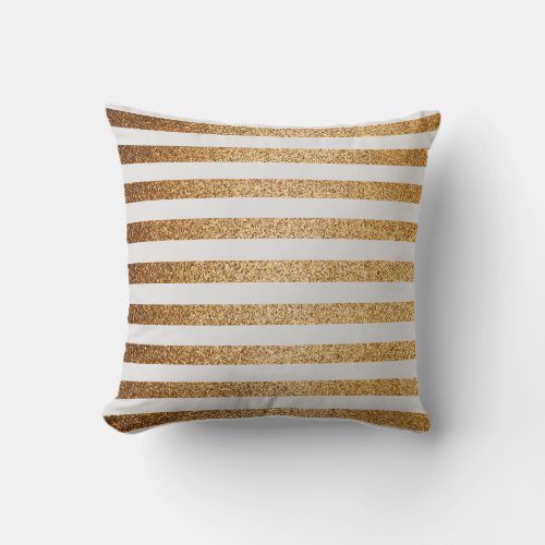 Elegant Gold Glitter Pinstripes Stripe Pattern Throw Pillow