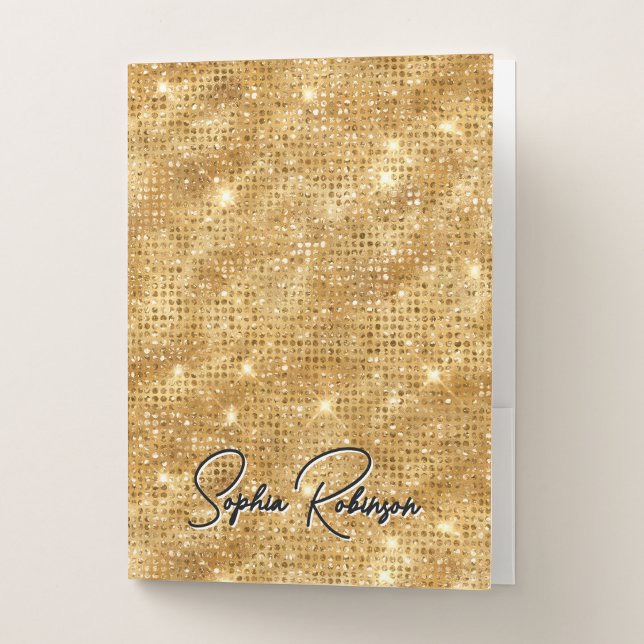 Elegant Gold Glitter Pocket Folder (Front)