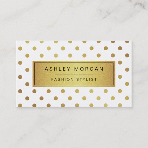 Elegant Gold Glitter Polka Dots Business Card Template