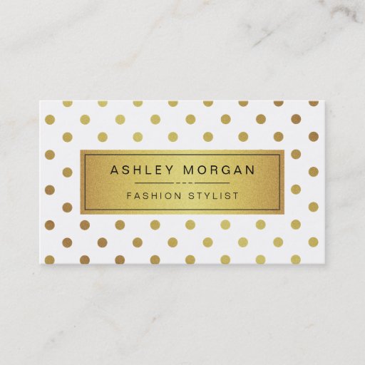 Customizable Elegant Gold Glitter Polka Dots Business Card Template