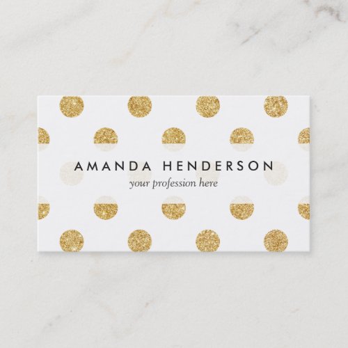 Elegant Gold Glitter Polka Dots Pattern Business Card