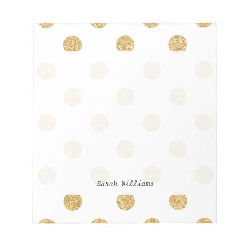 Elegant Gold Glitter Polka Dots Pattern Notepad