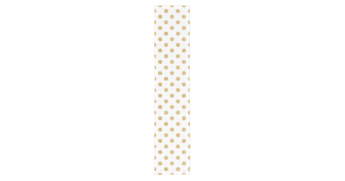 Elegant Gold Glitter Polka Dots Pattern Short Table Runner | Zazzle