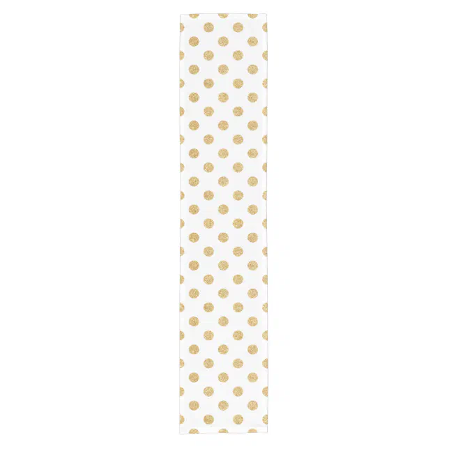 Elegant Gold Glitter Polka Dots Pattern Short Table Runner | Zazzle
