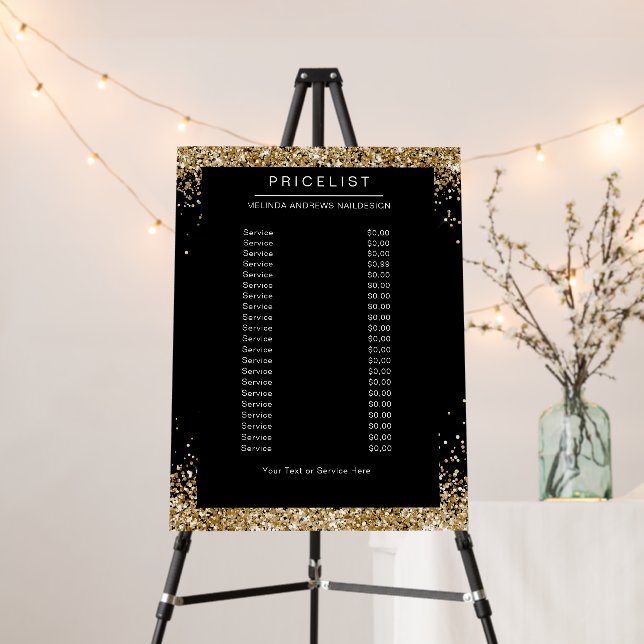 Elegant Gold Glitter  Pricelist Foam Board (In Situ (Stand))