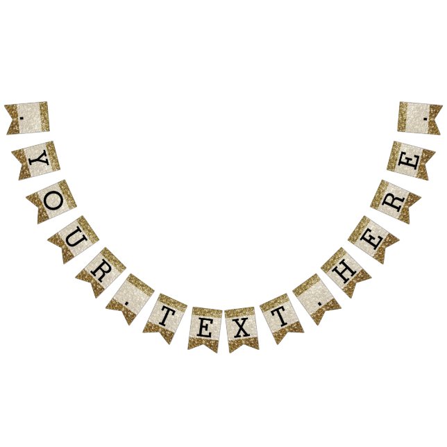 Elegant Gold Glitter Printed Wedding Bunting Flags (All)