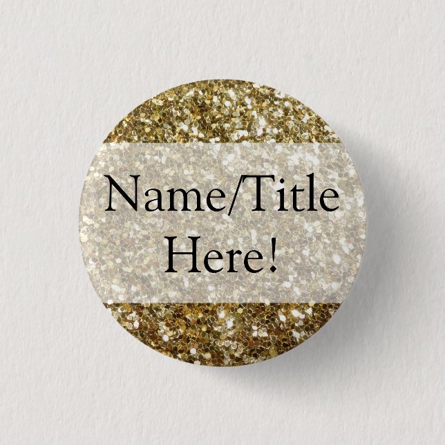 Elegant Gold Glitter Printed Wedding Button (Front)