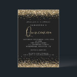 Elegant Gold Glitter Quinceañera 15th Party Black Invitation<br><div class="desc">Elegant Gold Glitter Quinceañera 15th Party Black.   Glam gold faux glitter confetti borders are at the top and bottom and also on the back. Quinceañera is set in a modern handwritten style. Easily personalise the rest of the text to your own.</div>