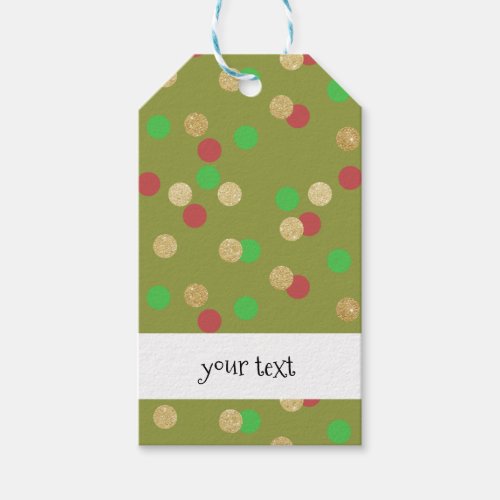 elegant gold glitter red green Christmas confetti Gift Tags