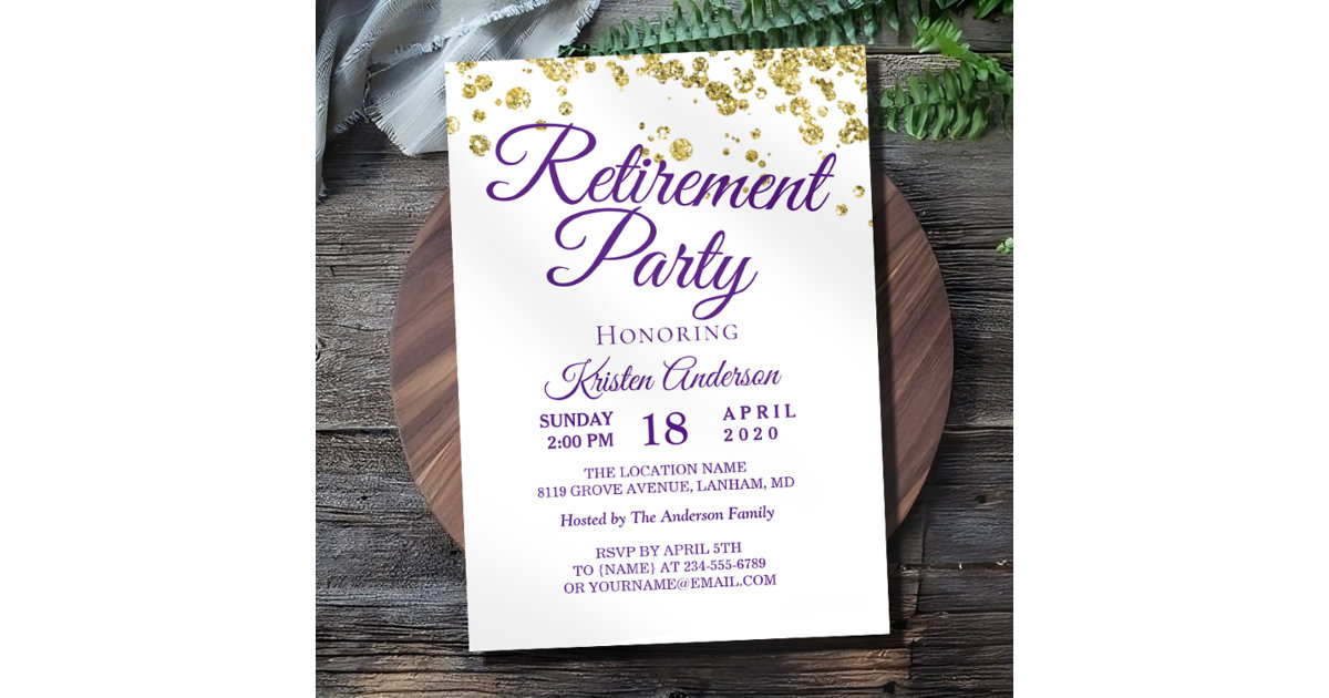 Elegant Gold Glitter Retirement Party Invitation | Zazzle