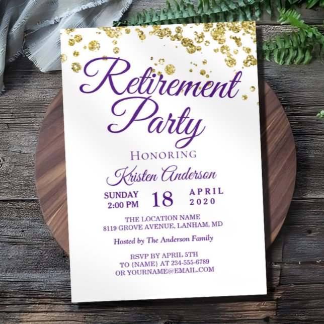 Elegant Gold Glitter Retirement Party  Invitation (Creator Uploaded)