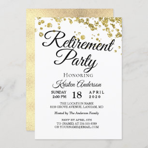 Elegant Gold Glitter Retirement Party  Invitation