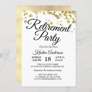 Elegant Gold Glitter Retirement Party Invitation