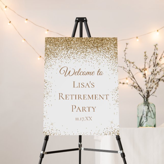 Elegant Gold Glitter Retirement Welcome Foam Board (In Situ (Stand))