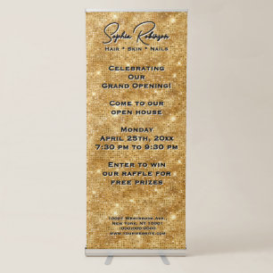 Elegant Gold Glitter Retractable Banner