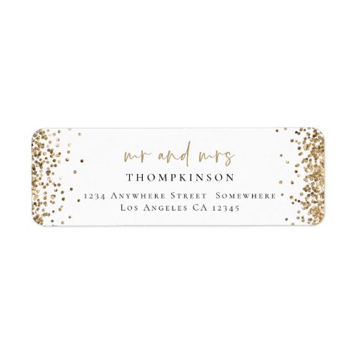 Elegant Gold Glitter Return Name Address Label