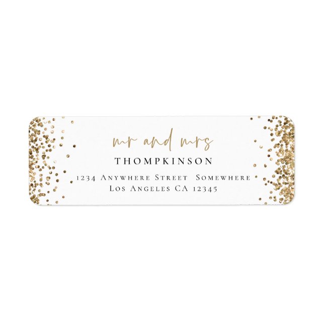 Elegant Gold Glitter Return Name Address Label (Front)
