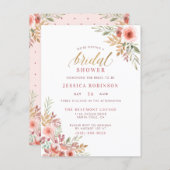 Elegant Gold Glitter Script Floral Bridal Shower Invitation Postcard (Front/Back)