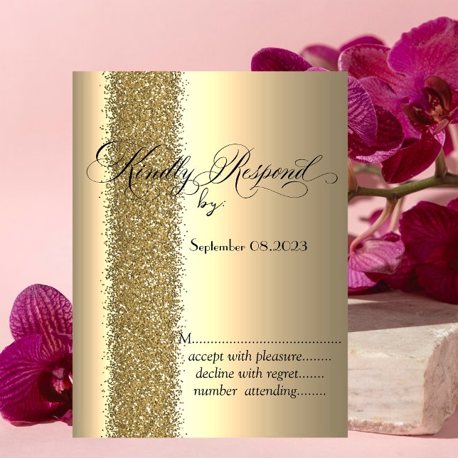 Elegant Gold Glitter Script RSVP  Invitation (Creator Uploaded)