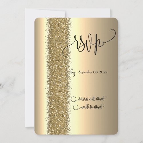 Elegant Gold Glitter Script RSVP  Invitation
