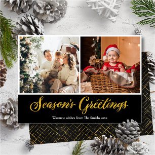 Elegant Gold Glitter Season's Greetings Christmas  Holiday Card