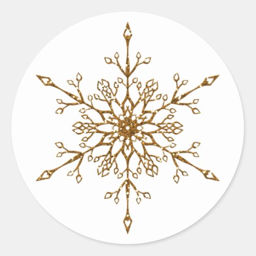 Elegant Gold Glitter Snowflake Christmas Holiday Classic Round Sticker