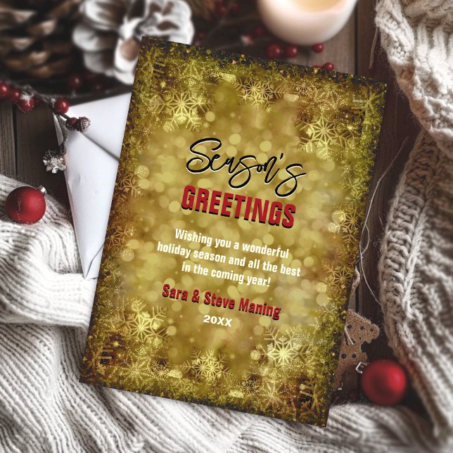 Elegant gold glitter snowflakes Christmas greeting Holiday Card (Creator Uploaded)